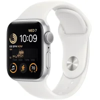 Apple Watch SE 2 2022 44mm Silver Aluminium Case with White Sport Band